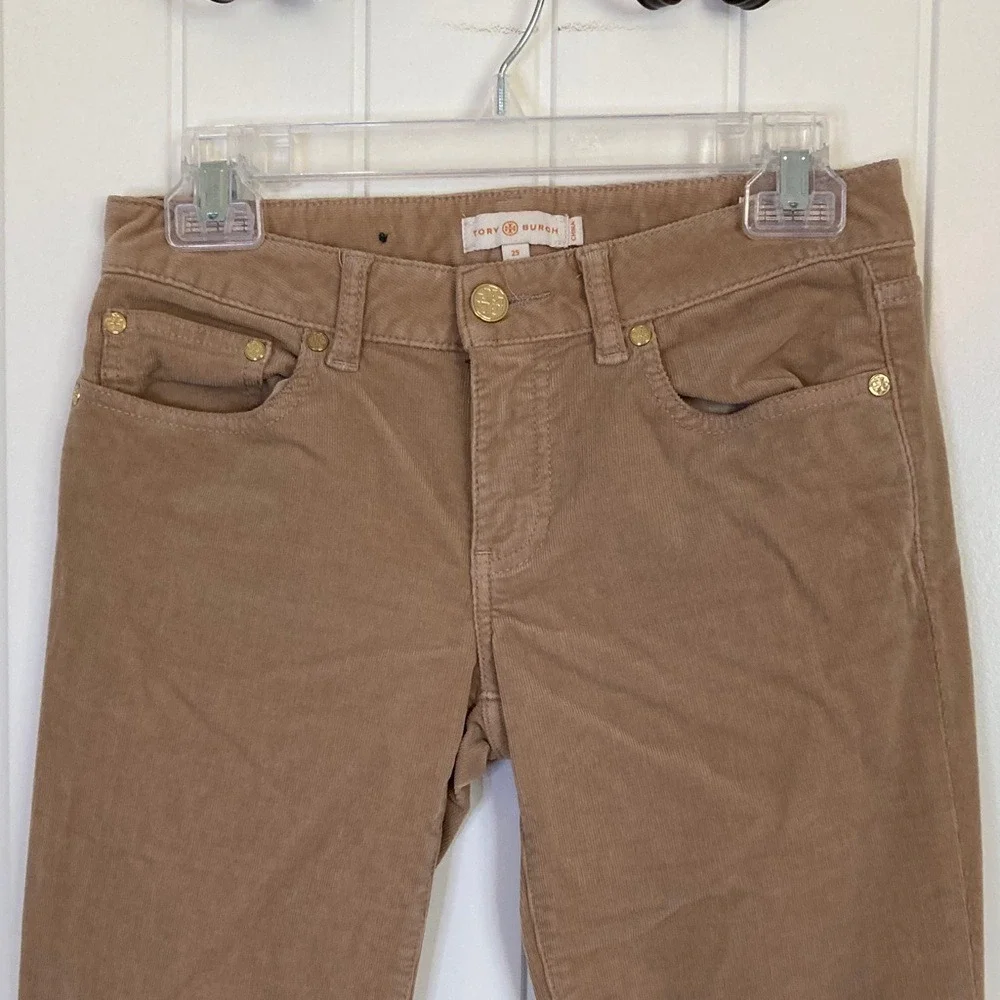 Tory Burch Womens Tan Low Rise Super Skinny Corduroy Pants Size 25 Stretch‎